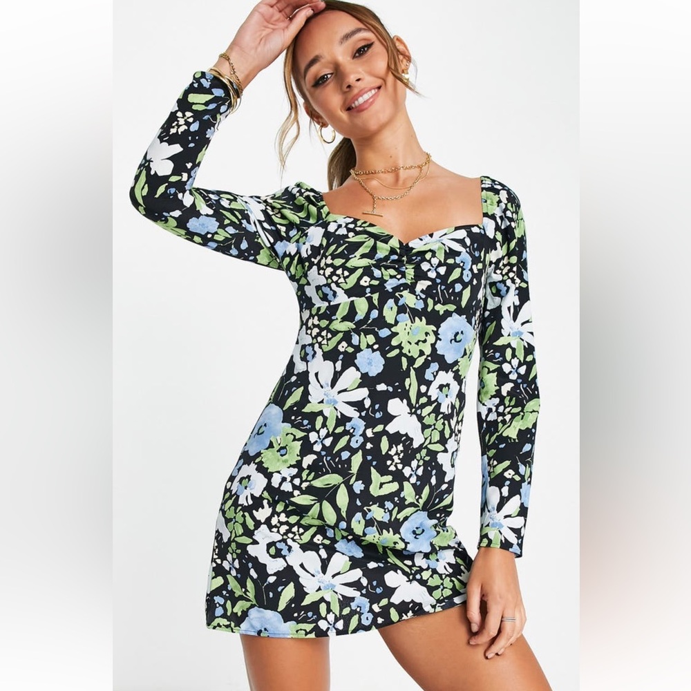 Top Shop Floral Long Sleeve Dress